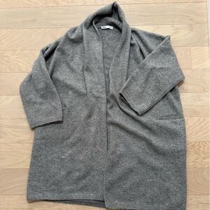 Zara Gray Long Open-Front Cardigan Sweater Coat